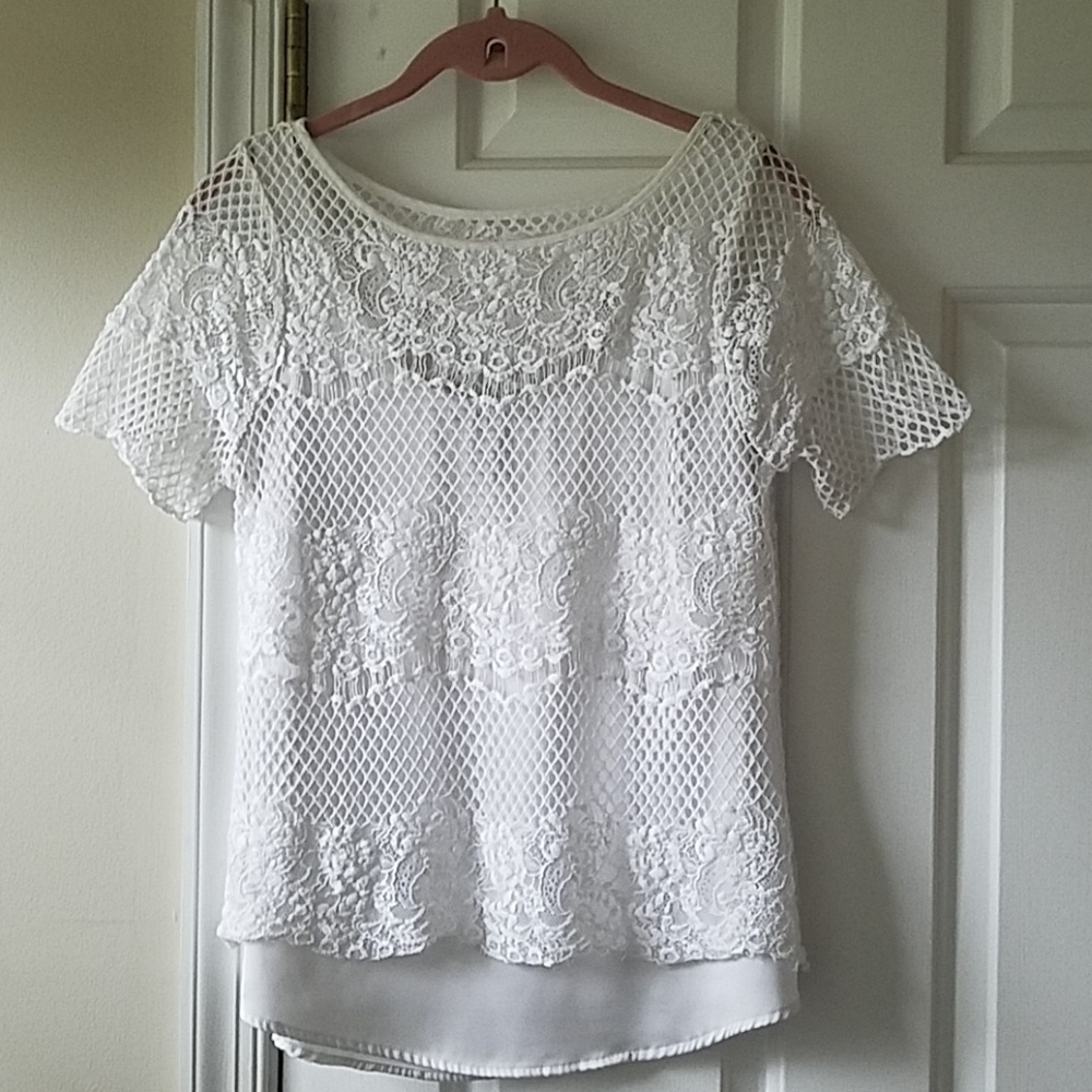 WHBM lace overlay top. Sz. XS
